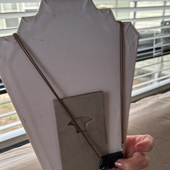 Silver and brown leather very long necklace - Picture 2 of 3